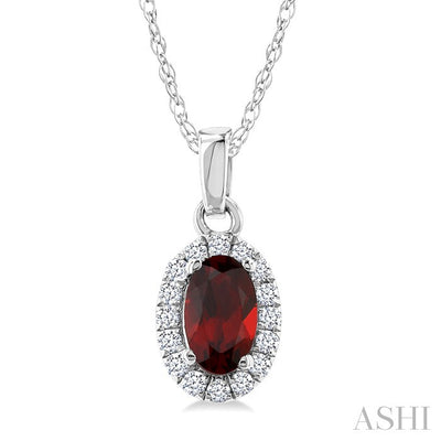 Oval Shape Gemstone & Halo Diamond Pendant