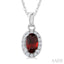Oval Shape Gemstone & Halo Diamond Pendant