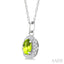 Oval Shape Gemstone & Halo Diamond Pendant