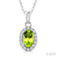 Oval Shape Gemstone & Halo Diamond Pendant