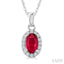 Oval Shape Gemstone & Halo Diamond Pendant