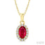 Oval Shape Gemstone & Halo Diamond Pendant