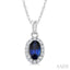 Oval Shape Gemstone & Halo Diamond Pendant