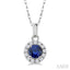 Round Shape Gemstone & Halo Diamond Pendant