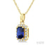 Emerald Shape Gemstone & Halo Diamond Pendant