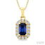 Emerald Shape Gemstone & Halo Diamond Pendant