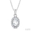 Oval Shape Gemstone & Halo Diamond Pendant