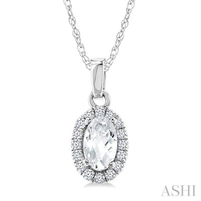 Oval Shape Gemstone & Halo Diamond Pendant