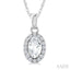 Oval Shape Gemstone & Halo Diamond Pendant