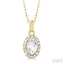 Oval Shape Gemstone & Halo Diamond Pendant