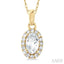 Oval Shape Gemstone & Halo Diamond Pendant