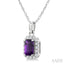 Emerald Shape Gemstone & Halo Diamond Pendant