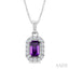 Emerald Shape Gemstone & Halo Diamond Pendant