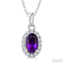Oval Shape Gemstone & Halo Diamond Pendant