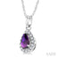 Pear Shape Gemstone & Halo Diamond Pendant