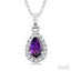 Pear Shape Gemstone & Halo Diamond Pendant