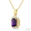 Emerald Shape Gemstone & Halo Diamond Pendant