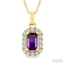 Emerald Shape Gemstone & Halo Diamond Pendant