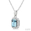 Emerald Shape Gemstone & Halo Diamond Pendant