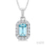 Emerald Shape Gemstone & Halo Diamond Pendant