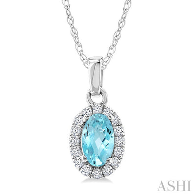 Oval Shape Gemstone & Halo Diamond Pendant