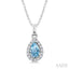 Pear Shape Gemstone & Halo Diamond Pendant