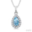 Pear Shape Gemstone & Halo Diamond Pendant