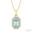 Emerald Shape Gemstone & Halo Diamond Pendant