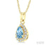 Pear Shape Gemstone & Halo Diamond Pendant