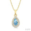 Pear Shape Gemstone & Halo Diamond Pendant
