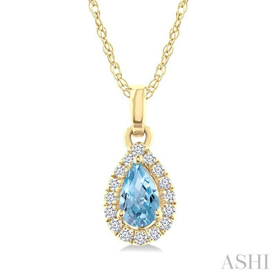 Pear Shape Gemstone & Halo Diamond Pendant