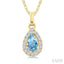 Pear Shape Gemstone & Halo Diamond Pendant