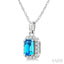 Emerald Shape Gemstone & Halo Diamond Pendant