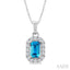 Emerald Shape Gemstone & Halo Diamond Pendant