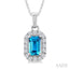 Emerald Shape Gemstone & Halo Diamond Pendant