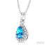 Pear Shape Gemstone & Halo Diamond Pendant