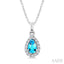 Pear Shape Gemstone & Halo Diamond Pendant