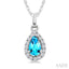 Pear Shape Gemstone & Halo Diamond Pendant