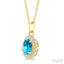 Oval Shape Gemstone & Halo Diamond Pendant