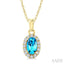 Oval Shape Gemstone & Halo Diamond Pendant