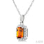 Emerald Shape Gemstone & Halo Diamond Pendant