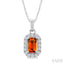 Emerald Shape Gemstone & Halo Diamond Pendant