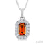 Emerald Shape Gemstone & Halo Diamond Pendant
