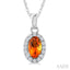 Oval Shape Gemstone & Halo Diamond Pendant