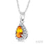 Pear Shape Gemstone & Halo Diamond Pendant