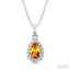 Pear Shape Gemstone & Halo Diamond Pendant