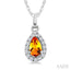 Pear Shape Gemstone & Halo Diamond Pendant