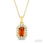 Emerald Shape Gemstone & Halo Diamond Pendant