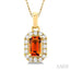 Emerald Shape Gemstone & Halo Diamond Pendant