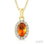 Oval Shape Gemstone & Halo Diamond Pendant
